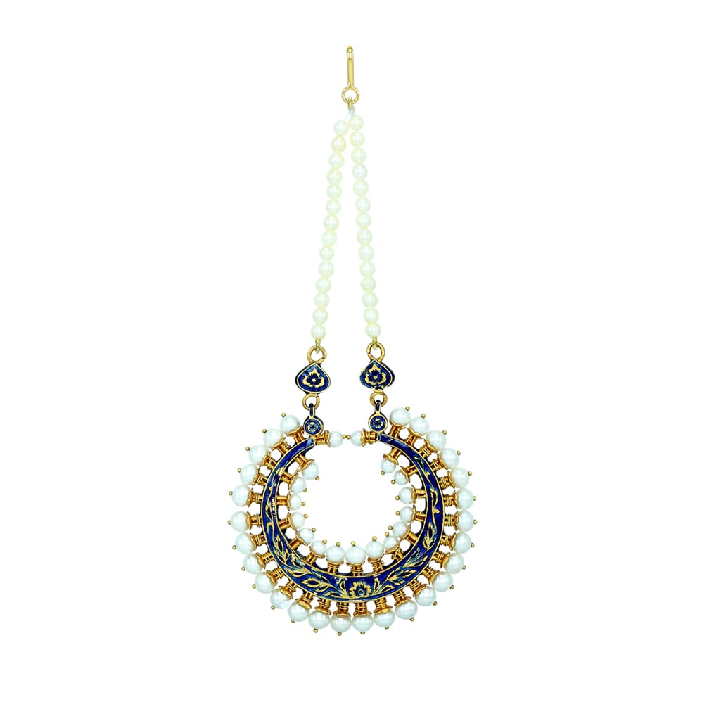 Chandbali Polki Mangtikka with Pearl Strands